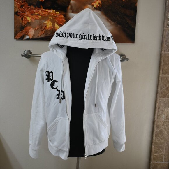 PUSSYCAT DOLLS DON'T CHA WISH HOT LIKE ME HOODIE size S Small DAMAGED ZIP ZIPPER - Picture 2 of 15